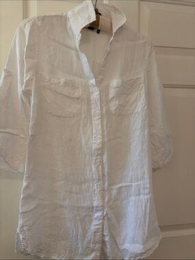 Dolma classic white linen shirt dress